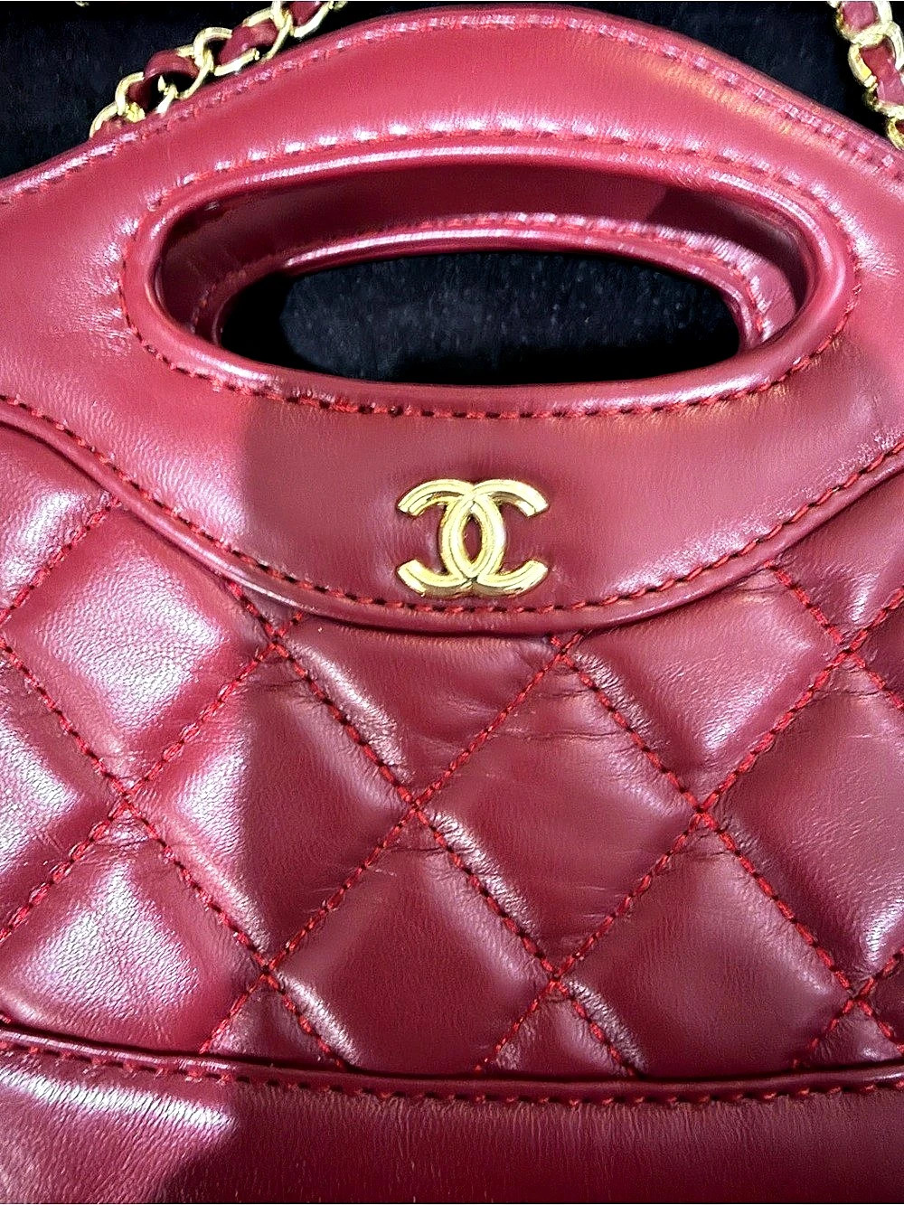Chanel Mini Coco Top Handle cross body Bag in Maroon - Picture 7 of 12